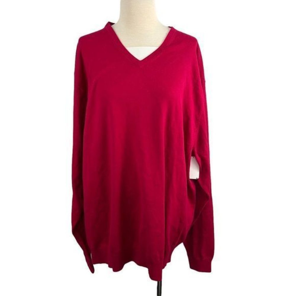 NWT CUTTER & BUCK Fuchsia Pink V‎ Neck Sweater (2XT)